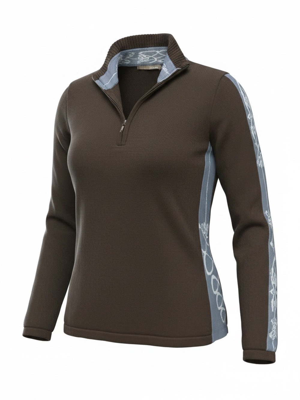 SMARTWOOL 100% Merino Wool Vintage Y2K Sky Blue & Brown 1/4 Zip Sweater
